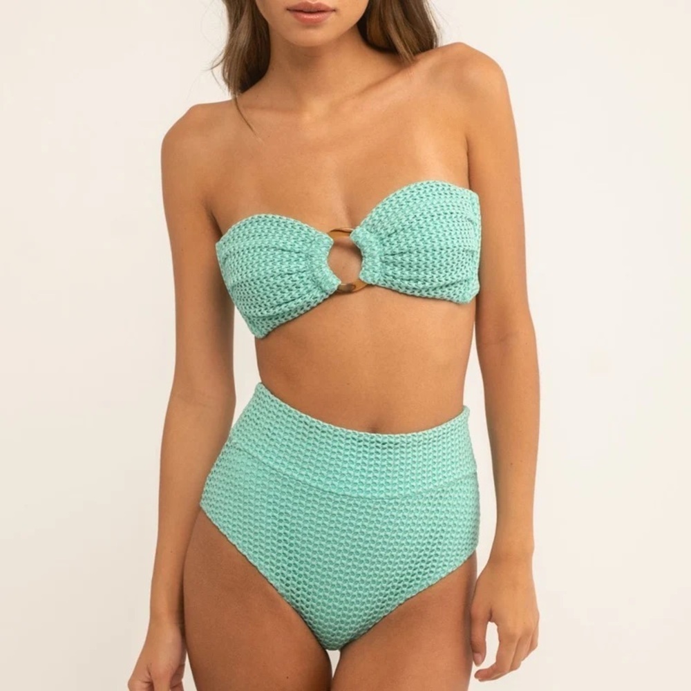 New! Montce turquoise crochet high waisted bikini bottoms 27812 - Picture 4 of 13